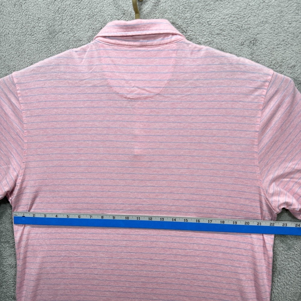 Peter Millar Polo Shirt Mens Large Pink Blue Crown Cool Striped Performance Golf - Picture 7 of 8